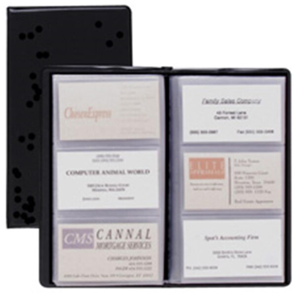 Workstation Cardinal Brands- Inc Card Holder- Business- 72-Card Cap- 7-.75in.x4-.38in.- Vinyl- Black WO18439 - main